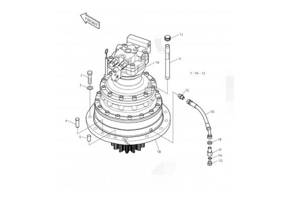 قطعات بیل هیدرولیک قرمز چرخان موتور خورشیدی چرخش 255LC-V DX255 401-00352